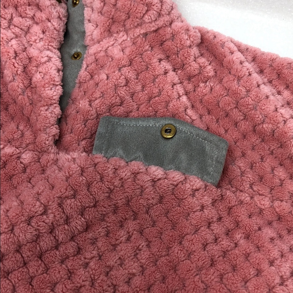 Simply Southern Pullover Pink And Gray Fleece Jacket Youth Size L - Picture 7 of 12